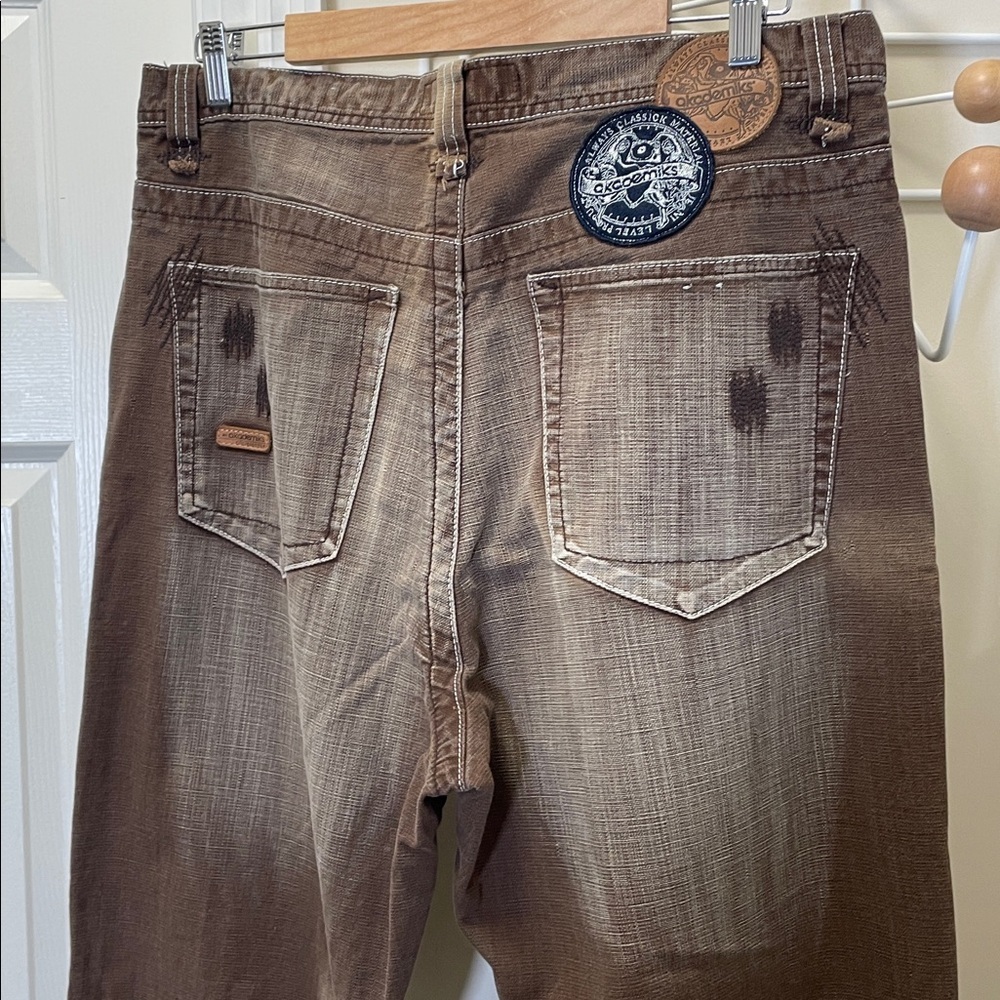 Akademiks - Classic Wide Legged Baggy Y2K Denim Jeans - Brown - 36 - Picture 7 of 15